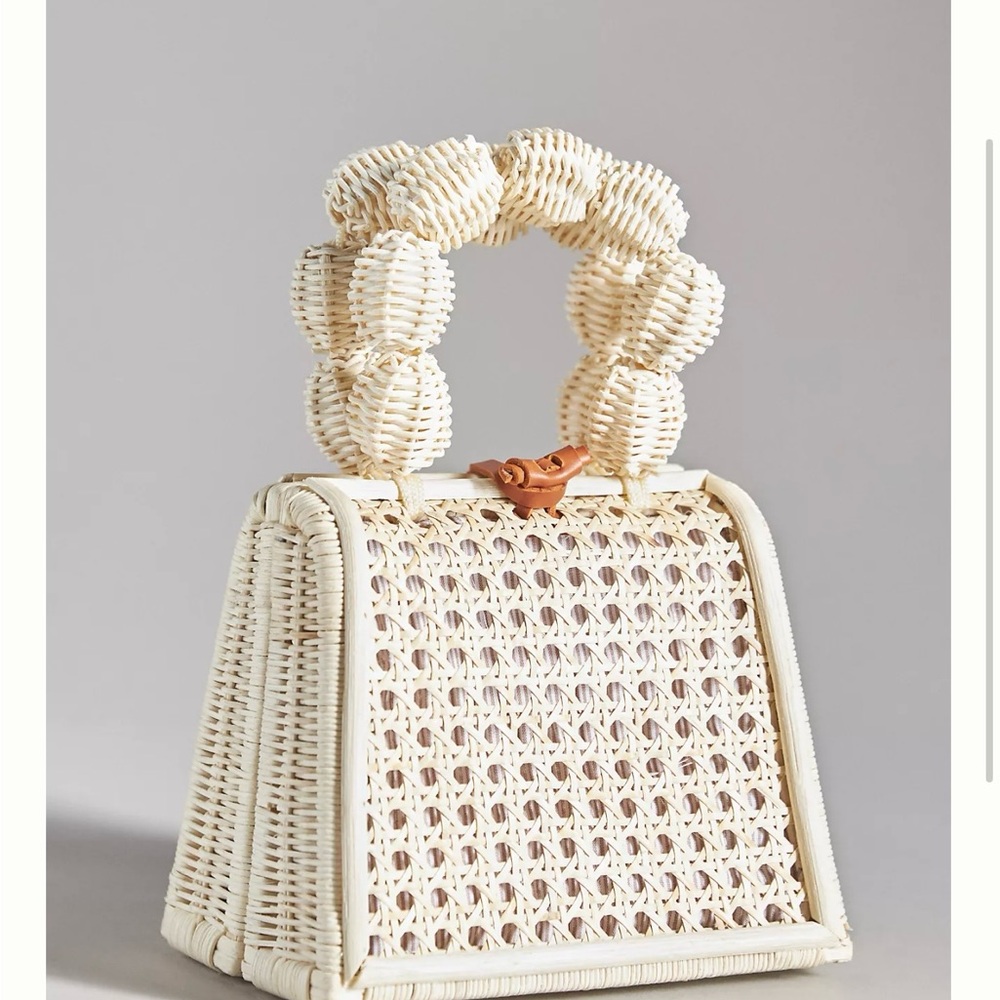 Anthropologie Top Handle Rattan Bali Bag Preowned